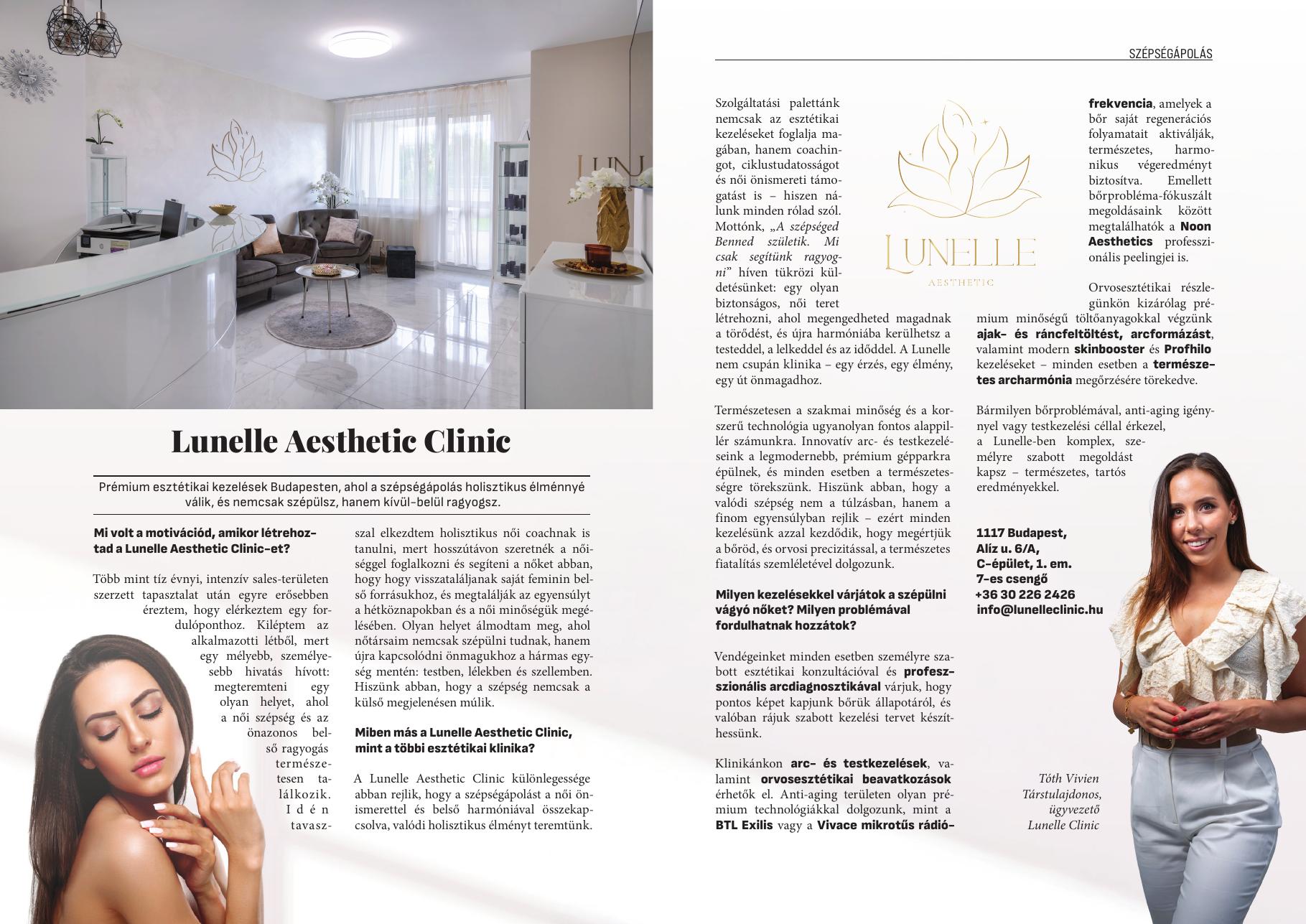 Lunelle Aesthetic Clinic cikk az Életmódi magazinban